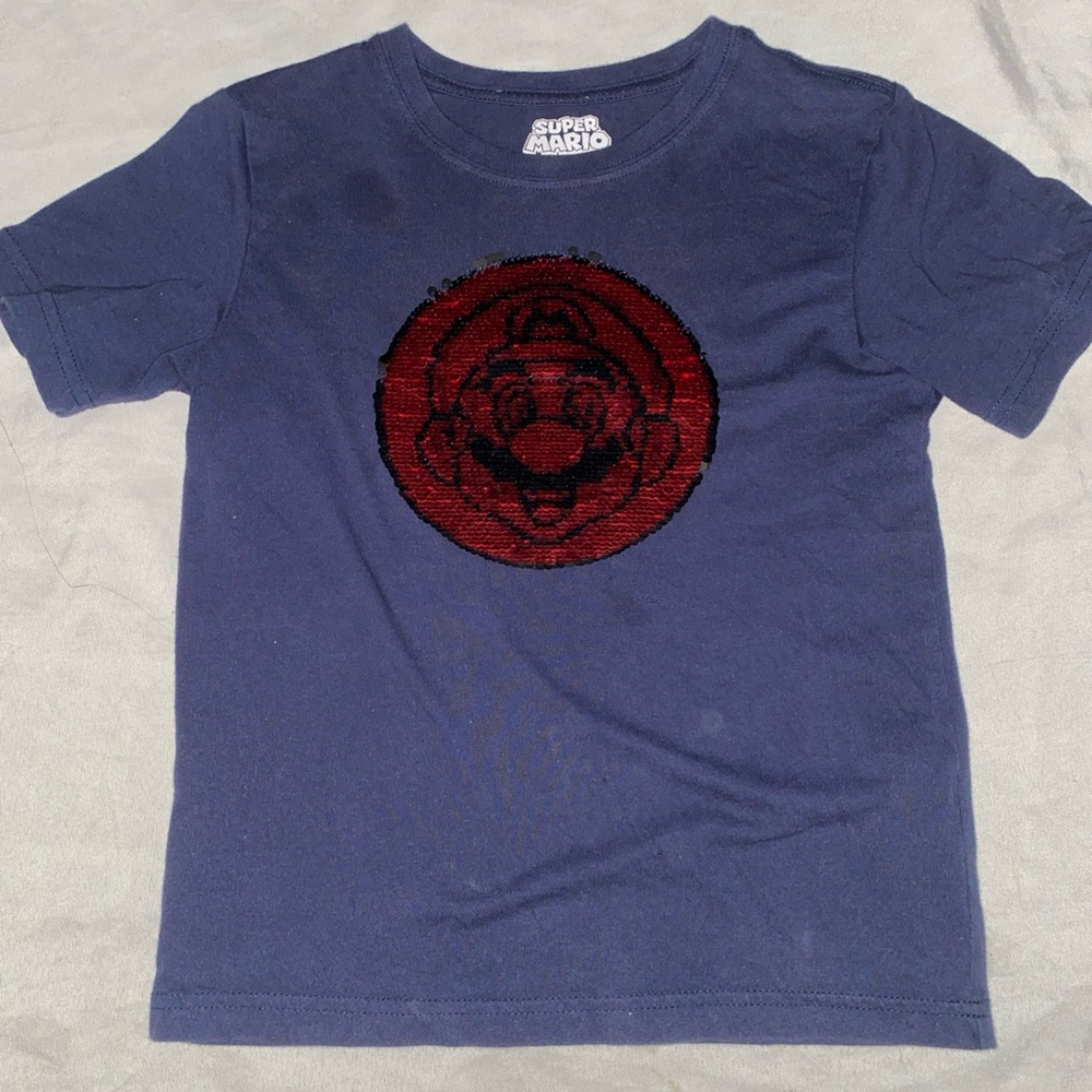 Super Mario Sequin Flip T Shirt Kids Size 7
